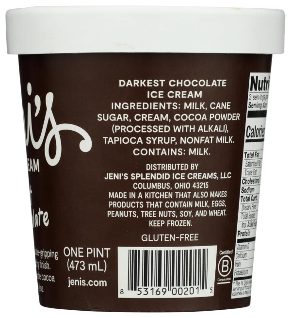 Jeni's Splendid Ice Creams, Darkest Chocolate Ice Cream, 16 oz (Frozen)